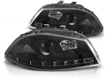 Scheinwerfer LED Tagfahrlicht Optik für Seat Ibiza 6L / Cordoba 6L 02-09 Schwarz